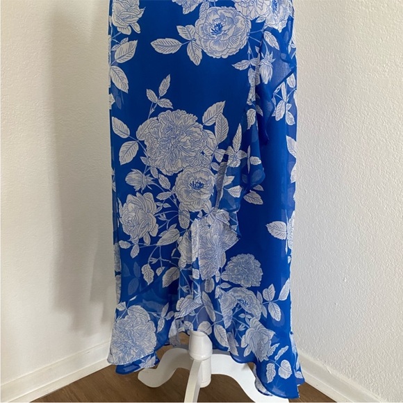 London Times Flutter Cap Sleeve V-Neck Hi-Low Floral Midi Dress✨ - Picture 5 of 9